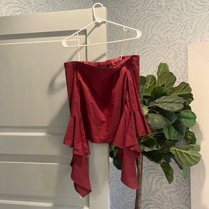 DO+BE Strapless Blouse - Dark Red - Size Small